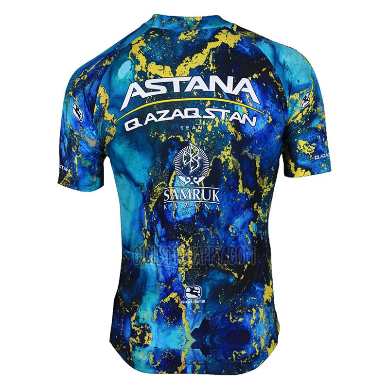 Astana Qazaqstan Team Cycling Jersey Bib Short 2023 Short Sleeve Blue